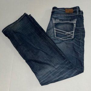 BKE Buckle Seth Men's Straight Leg Denim Jeans Medium Wash Thick Stitch Sz 32 R